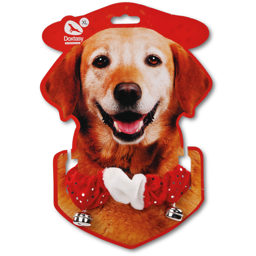 Dog Christmas Collar Red and White med små fina klockor